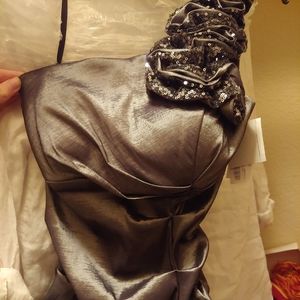 Charcoal Gray Prom Cocktail Dress